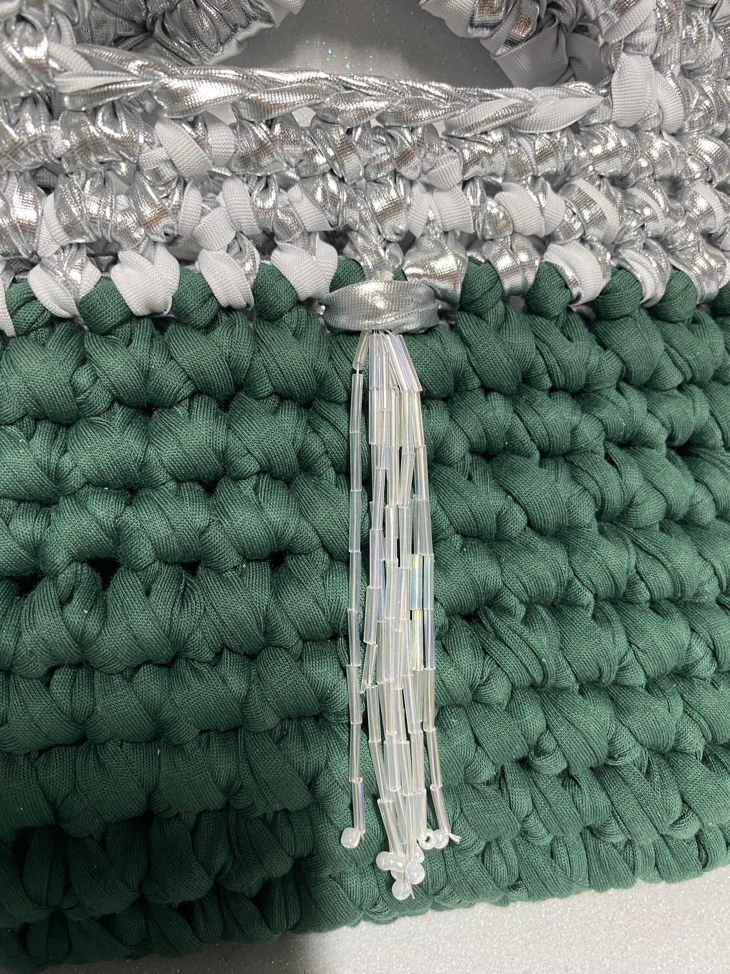 Borsa Crochet Emerald&Silver