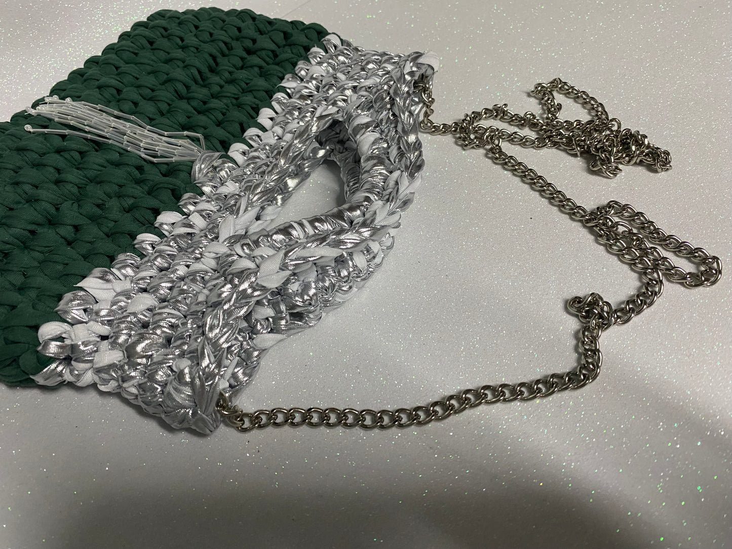 Borsa Crochet Emerald&Silver