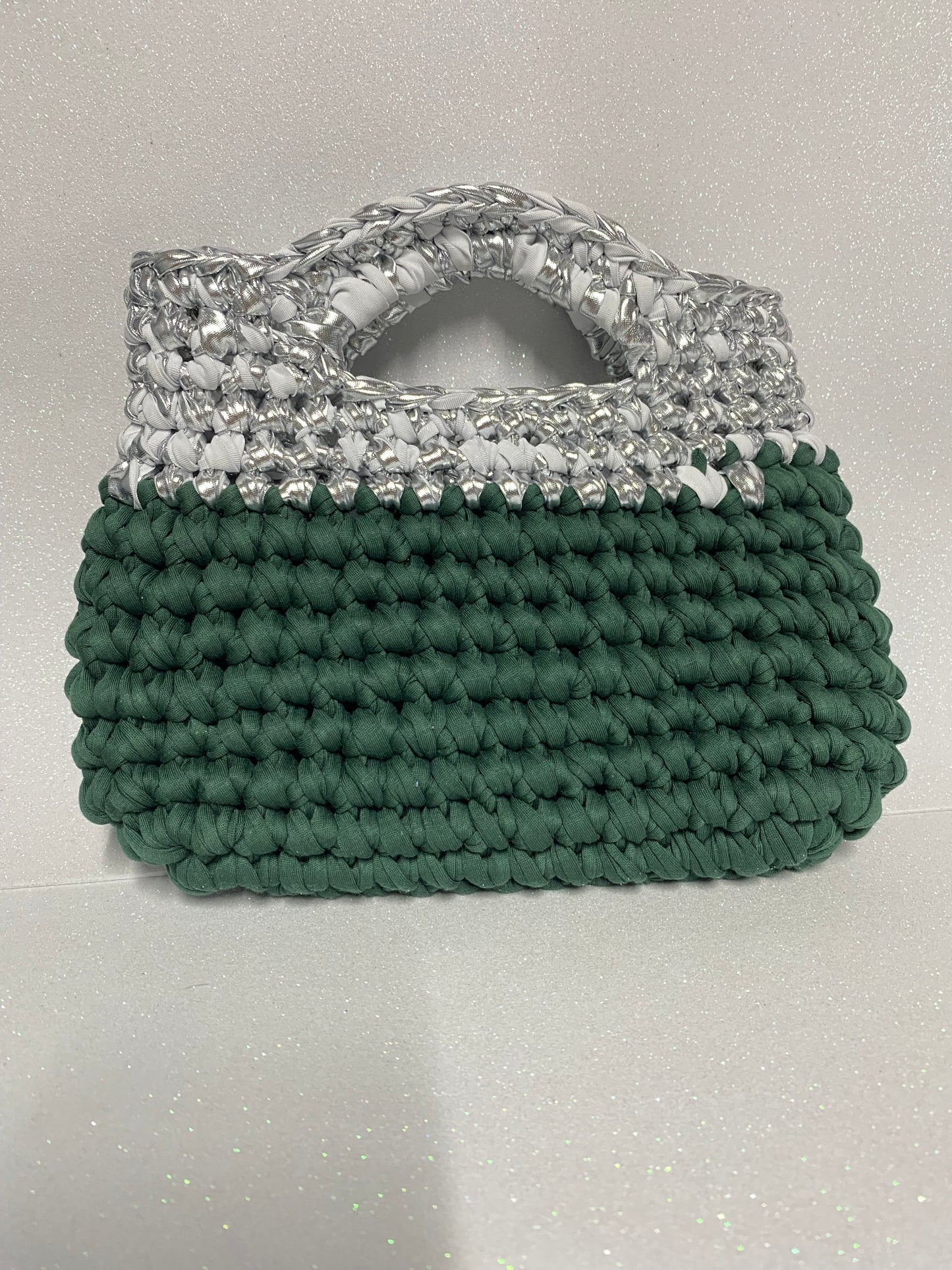 Borsa Crochet Emerald&Silver
