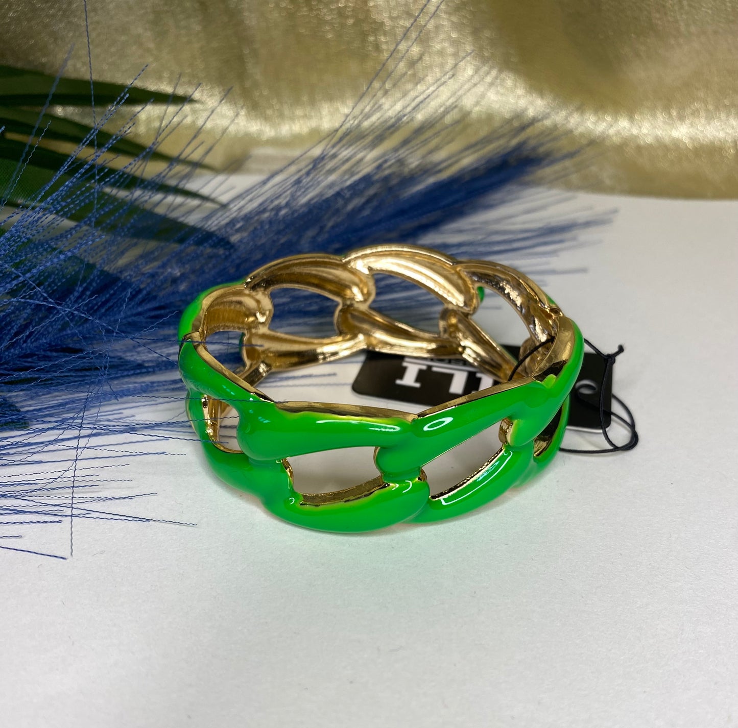 Bracciale Rigido Verde e Oro