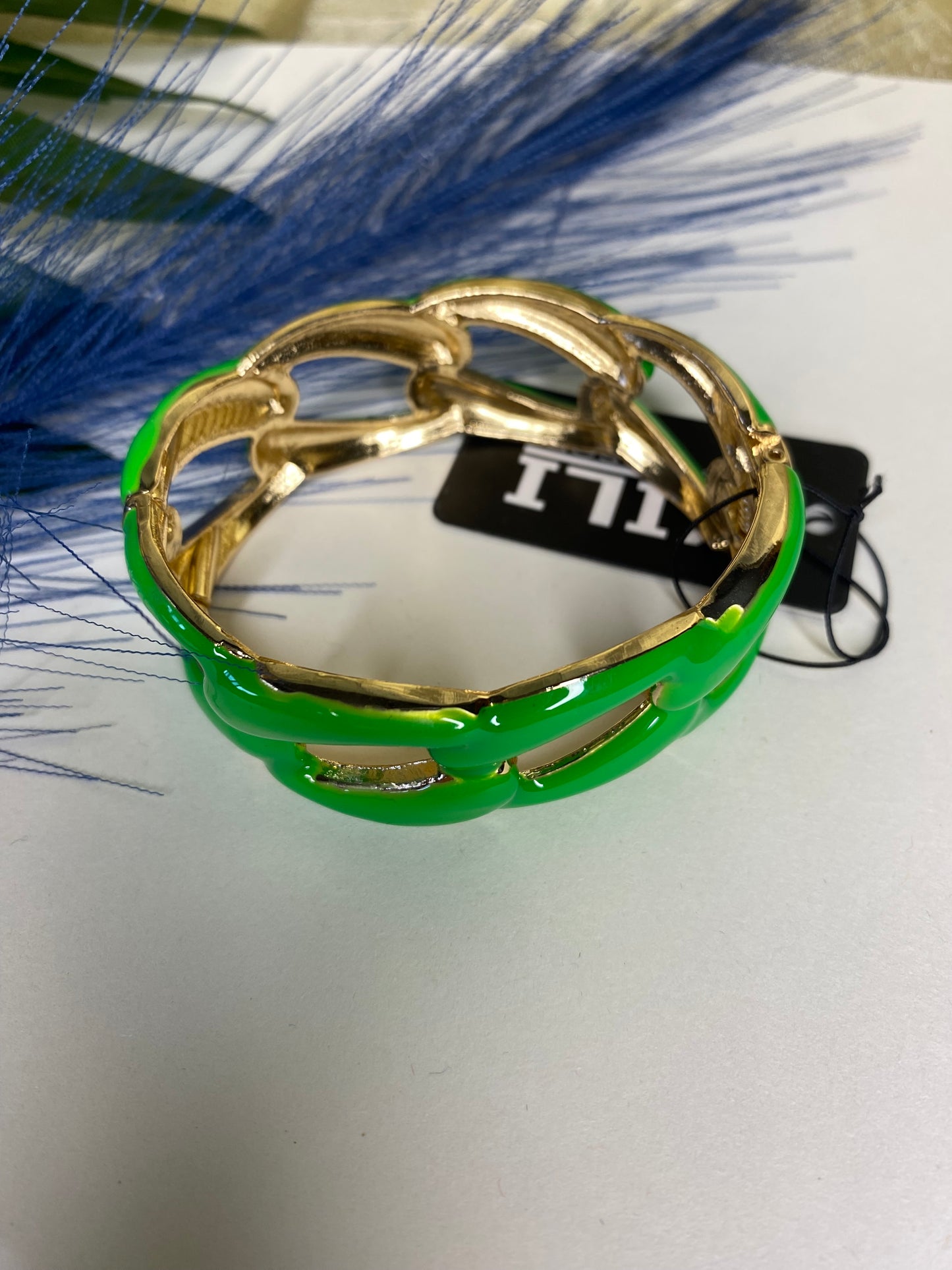 Bracciale Rigido Verde e Oro