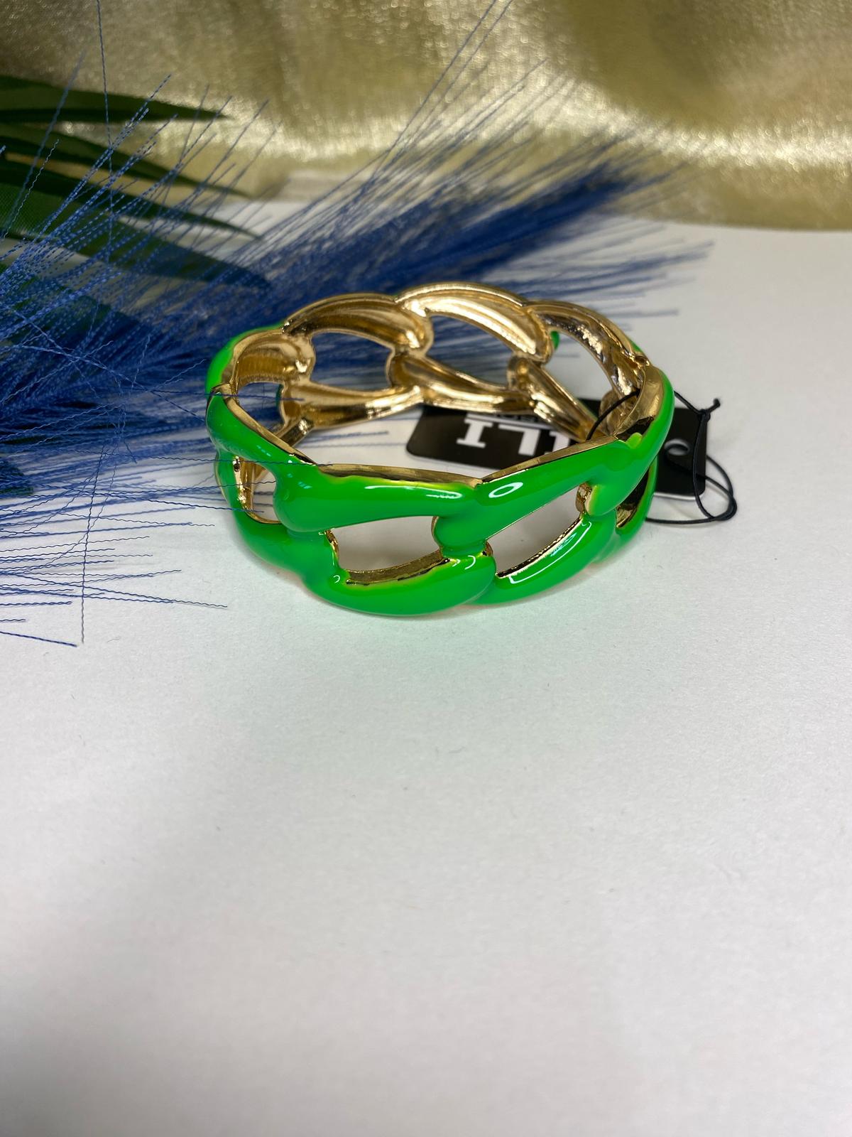 Bracciale Rigido Verde e Oro