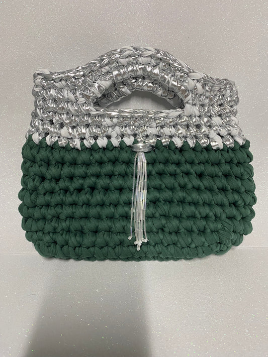 Borsa Crochet Emerald&Silver